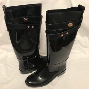 New in Box - Coach Tall Black “Talia” Rubber Boot